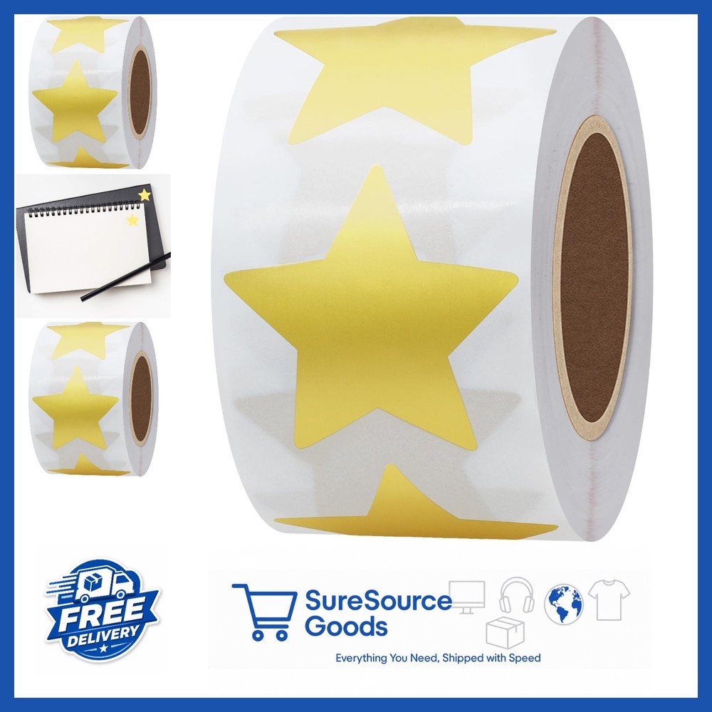 Gold Star Stickers for Kids 1.5 Inch Metallic Foil Labels 500 Total Roll