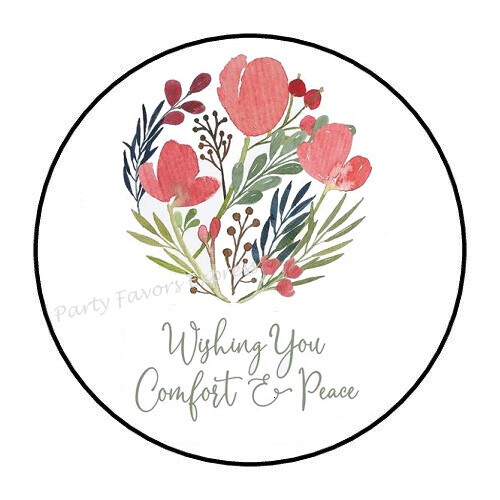 30 WISHING YOU COMFORT AND PEACE ENVELOPE SEALS LABELS STICKERS 1.5″ ROUND