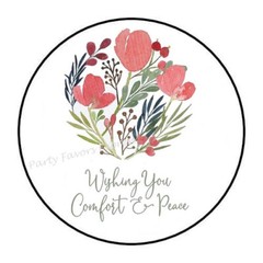 30 WISHING YOU COMFORT AND PEACE ENVELOPE SEALS LABELS STICKERS 1.5″ ROUND