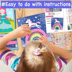 Easy Arts and Crafts for Kids – Fun Gem Sticker Kit – 8 Unicorn Princess Them…
