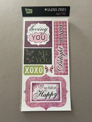 1 Sheet Of 6 “Love” Themed Cardstock Stickers~Sheet Is 6” X 12”, New In Package