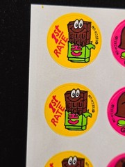 Vintage Rare 80s Teech-Um Chocolate Scratch n Sniff Sticker sheet 850 (Smells)