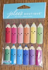 RARE Jolees BRIGHT COLORED PENCILS School Draw Coloring Color Scrapbook Stickers