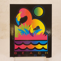 Lisa Frank 1990s Vintage Jumbo Rainbow Glossy Sticker Sheet- Flamingo Beach Bird