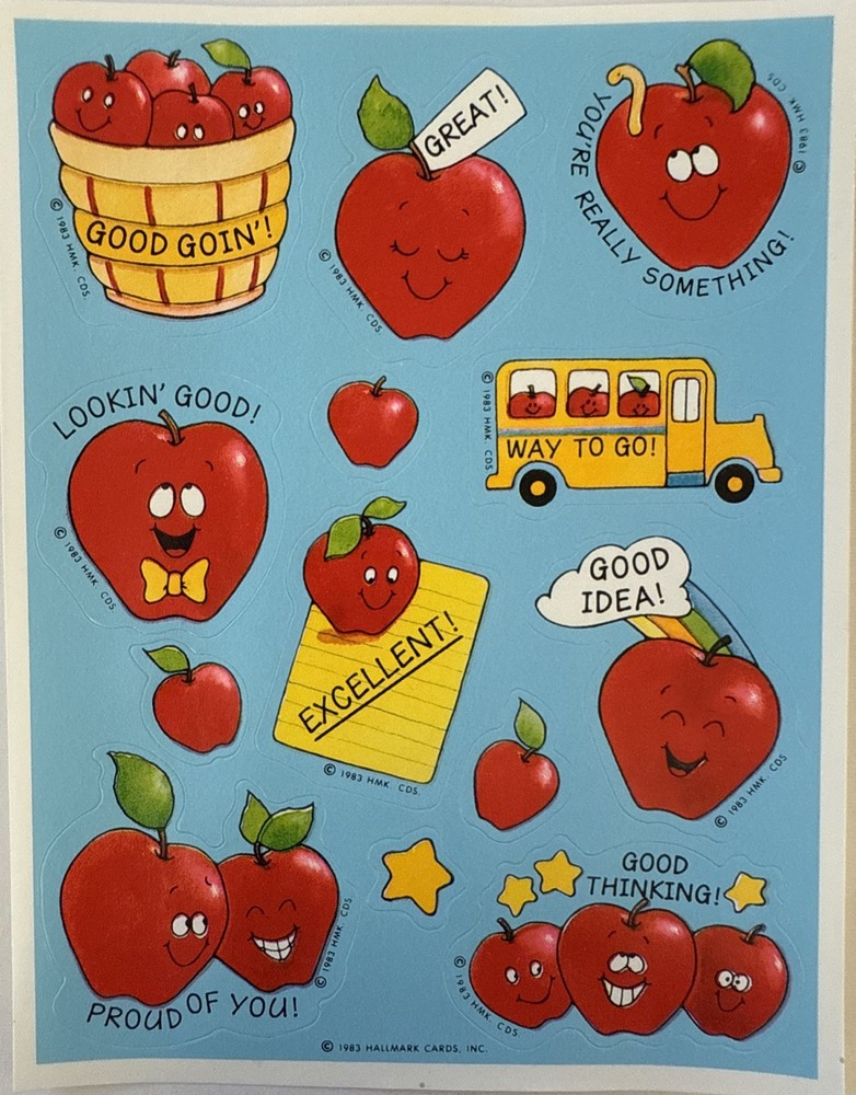 LOOKIN’ GOOD APPLE Stickers (13pc)Hallmark•Vintage 1983 •Reward•Card Making•