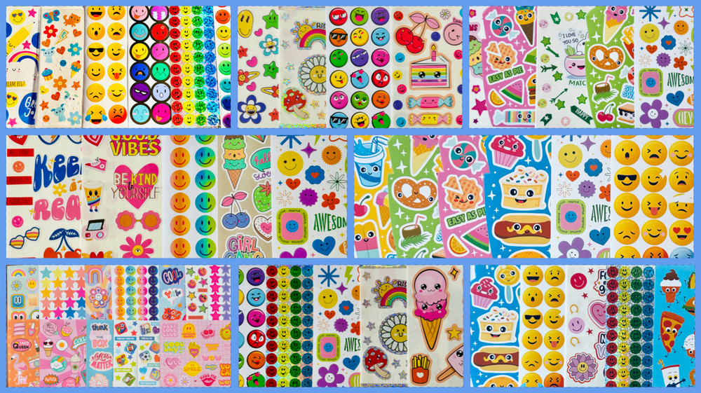 10 Retro Sticker Pack Happy Face Vibes Food Fruit Dessert Smiley Faces 70 80 90