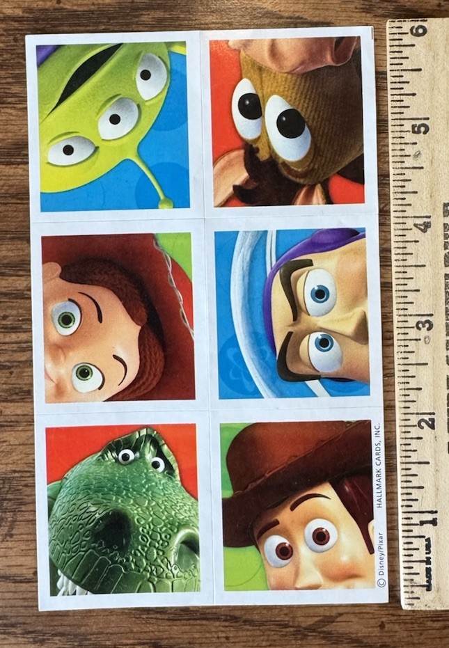 Vintage Toy Story Disney Pixar Hallmark Stickers – 1 Sheet 6 Stickers