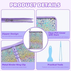 Mlife Sticker Storage Organizer, Organizer Binder Star Purple