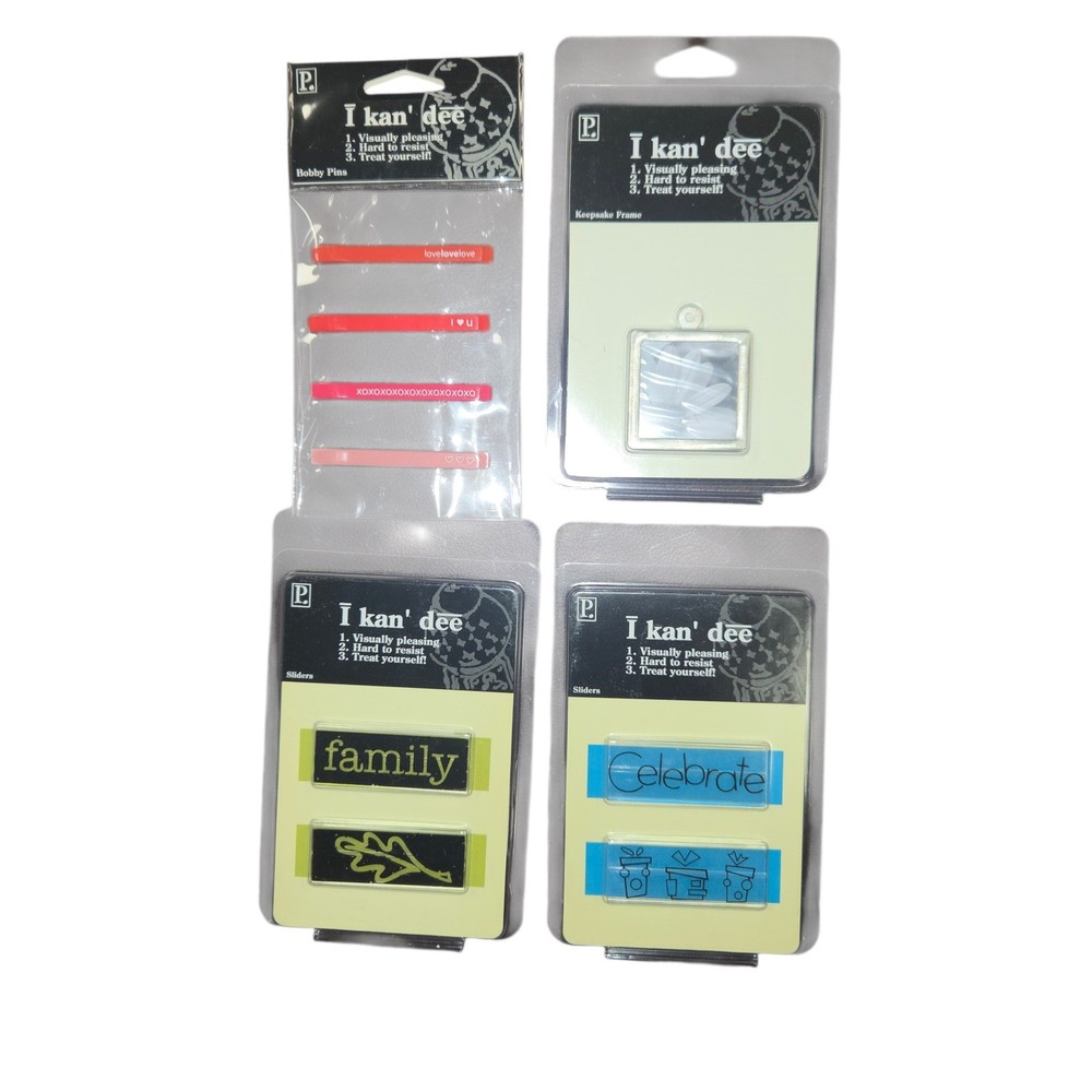 Pebbles Inc I Kan Dee Scrapbooking Lot Bobby Pins Sliders Keepsake Frame