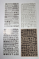 12 Alphabet Letters Rub On Sheets White Brown Black Fonts Scrapbooking Crafts
