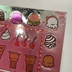 Vintage Stickers Hallmark Sticker Sheet Shiny Ice Cream Cones 80s Razzle Dazzle