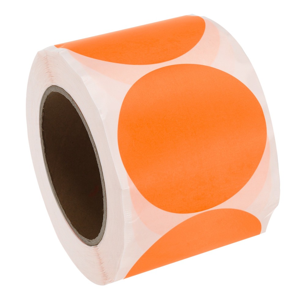 500Pcs 3″ Colored Dot Stickers Adhesive Coding Label Fluorescent Red Orange