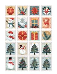 Christmas Stamp Card Toppers Junk Journal Supplies Scrapbook