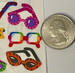 CRAZY GLASSES Stickers(6pc) Sandylion•Chunky•Heart •Sunglasses•Stars•Rainbow•