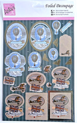Anita’s Foiled Decoupage Summer Outdoors Sailing Balloons Planes Craft 4pc Lot