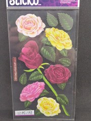 Adhesive Roses | Rose Labels | Roses Stickers – 12 Assorted Pcs (nmspvm31)