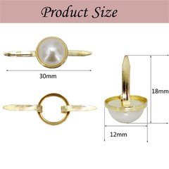 12 X 18Mm 100Pcs Imitation Pearl Brads Paper Fastener Scrapbooking DIY Making We