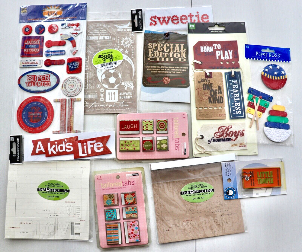 Mixed Lot/Boys/Making Memories/Creative Imaginations/Scrapbooking Embellishments