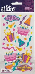 Sticko Classic stickers BIRTHDAY FUN theme 47176 FAST FREE ship!