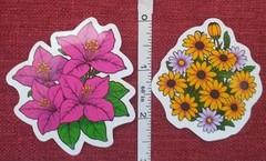 50pc. ASSORTED BRIGHT FLOWER WATERPROOF VINYL STICKERS/DECALS