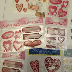 Lot of 24 Valentine/Love Stickers & Embelishments for Scrapbooking Card Making