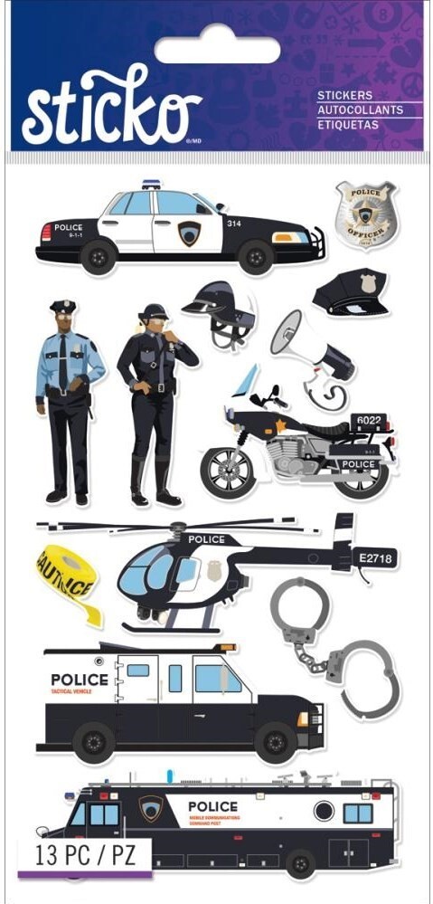 Police, scrapbook stickers 4″ x 7″, Sticko 52-01280