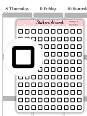 Mini Check Box Planner Sticker, Square Box Sticker, To do List, Calendar Sticker