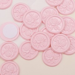 25Pcs Pink Embossed Rose Wax Seal stickers Self Adhesive Envelope Seal Stickers