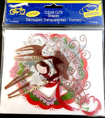 Little Yellow Bicycle Christmas Clear Cut Acetate Shapes 19pc Reindeer Angel DIY