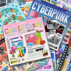 2 in 1 Sticker Book, Cyberpunk Retro Futuristic Retro-futuristic 2in1