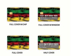 VIBRANT 420 Themed Rasta Pot Leaf Credit/Debit Card Skin/Sticker 4pk