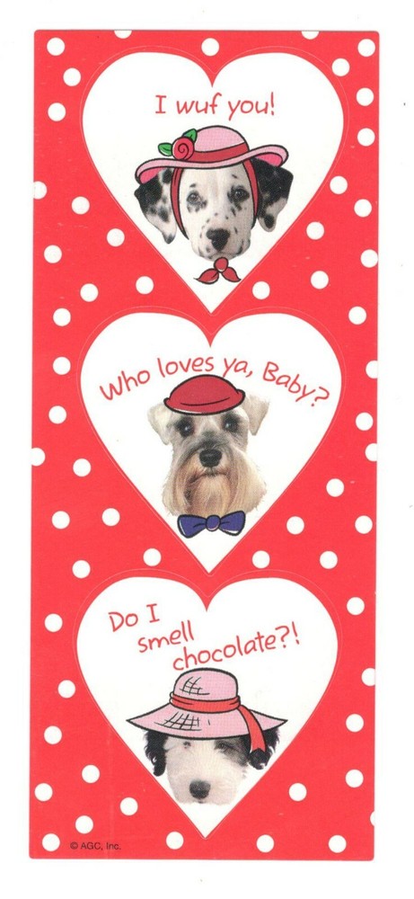 Vintage American Greeting Sticker VALENTINE DOGS SAYINGS 1 Sheet SD20