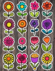 Colorful Flower Mix Die Cut Vinyl Stickers Set Scrapbooking Laptop Waterbottle