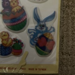 Easter Fluffy Puffy STICK-ONS 3-D Stickers NOS Taiwan Bright Colors Vintage 1981