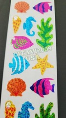 HAMBLY STUDIOS STICKERS PRISMATIC CORAL FISH SEAHORSE SEASHELLS STARFISH VINTAGE