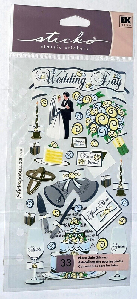 WEDDING Day Cake Flowers Invitation Rings Champagne Dance Guest Sticko Stickers