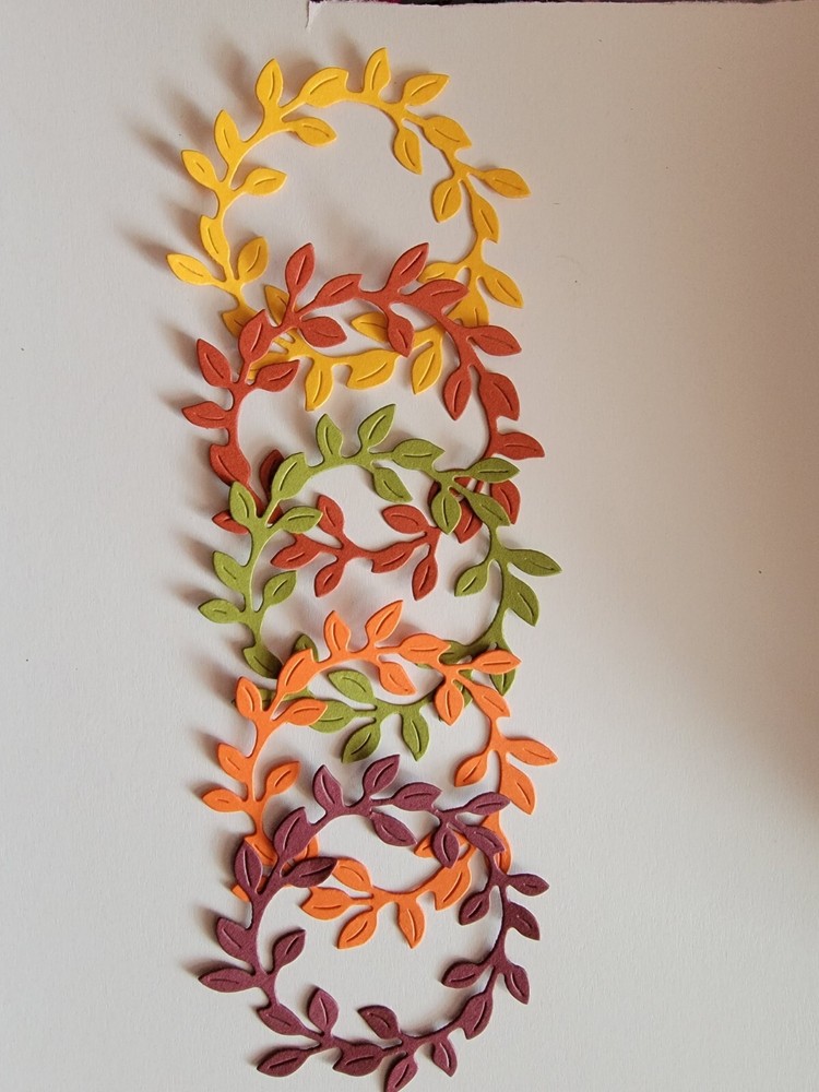 5 Fall Color Wreaths Cardstock die cuts scrapbook cards