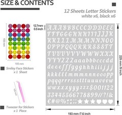 Mini Vinyl Alphabet Stickers – 2500 PCS Cursive Font, 1/2 Inch, Black & White