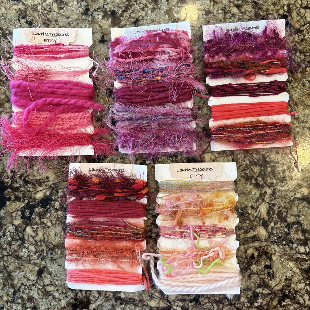 Fiber Art Yarn Journal Scrapbook Mixed Media Destash Mixed lot 5 cards