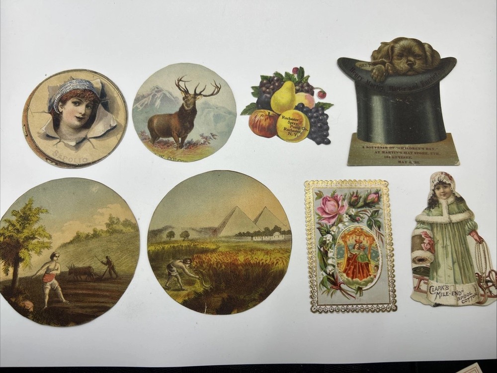 Antique Lot Of 8 Victorian Scrap Paper Ephemera For Collecting Or Scrapbooking