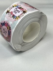 25mm Floral Thank You Stickers 8 Patterns 500/Roll