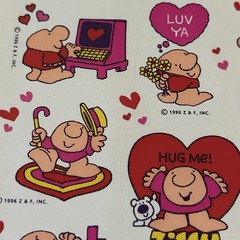 Vintage 1990s Hallmark Ziggy Sticker Sheet LOT used Reward Valentine Love 90s