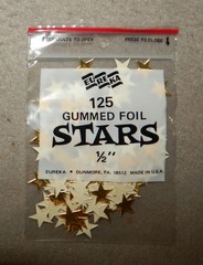 3 Packs Vintage Gold Star Foil Gummed Stickers (1/2″, 125 per pack, 375 total)