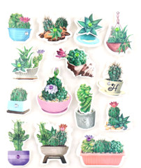 Succulents Cactus Plants Pop Up 3D Gem Stickers Planner Papercraft Crafts