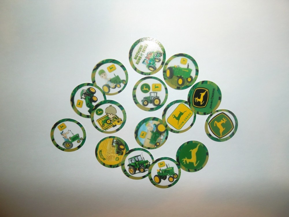 Pre Cut One Inch GREEN AND YELLOW TRACTORS Bottle Cap Images! FREE SHIP