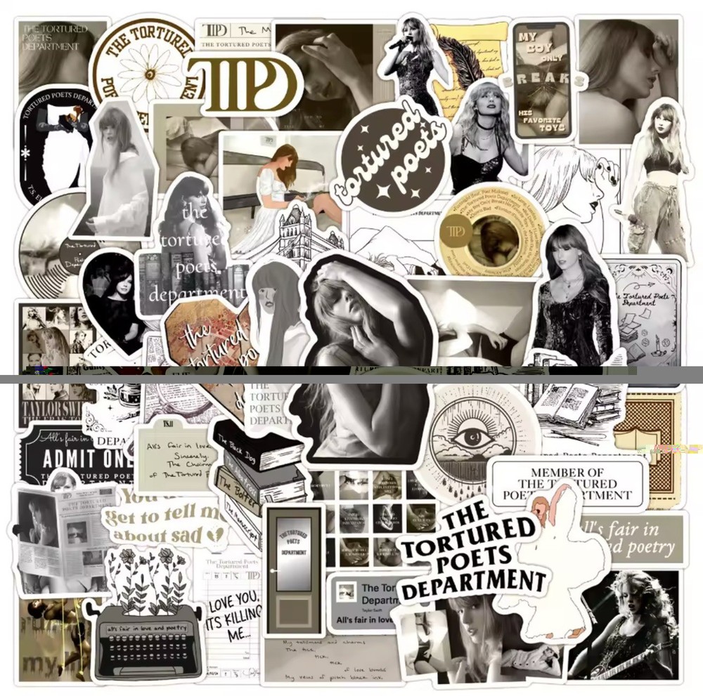 50pcs Taylor Swift TTPD Waterproof Vinyl Stickers Eras