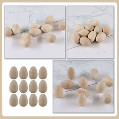 12Pcs Durable Wooden DIY Bird Egg Painting Toys Khaki Color for Craft Lovers