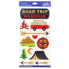 Craft Stickers Sticko Road Trip Warrior Camp Fire Tent Mountains Arrow Van Moon