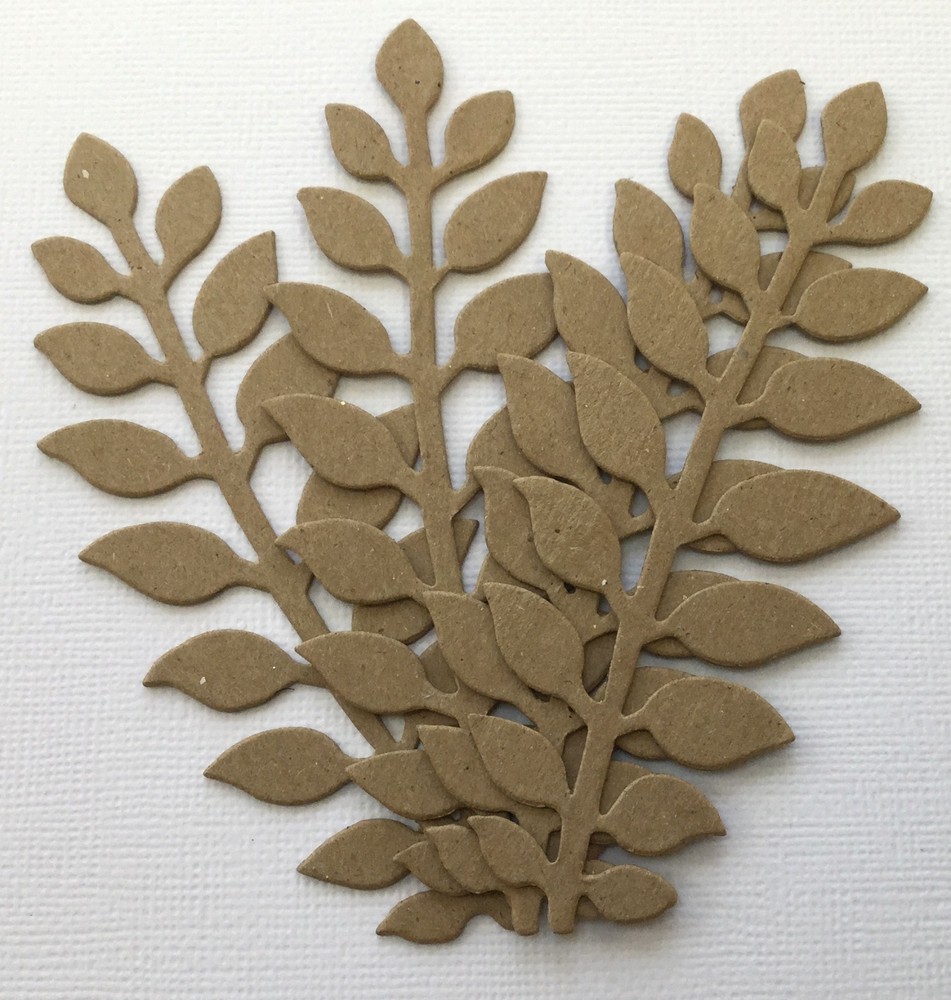 {4} *Garden Greens Vine Stem Foliage* Bare Leaves Chipboard Die Cuts – 4 1/4″