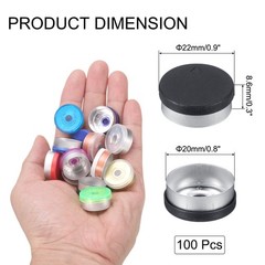 20mm Caps 100PCS Burr-Free Top Caps, Black/Silver